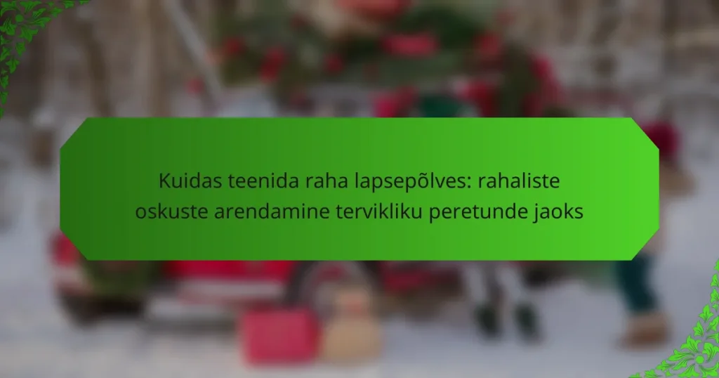 Kuidas teenida raha lapsepõlves: rahaliste oskuste arendamine tervikliku peretunde jaoks