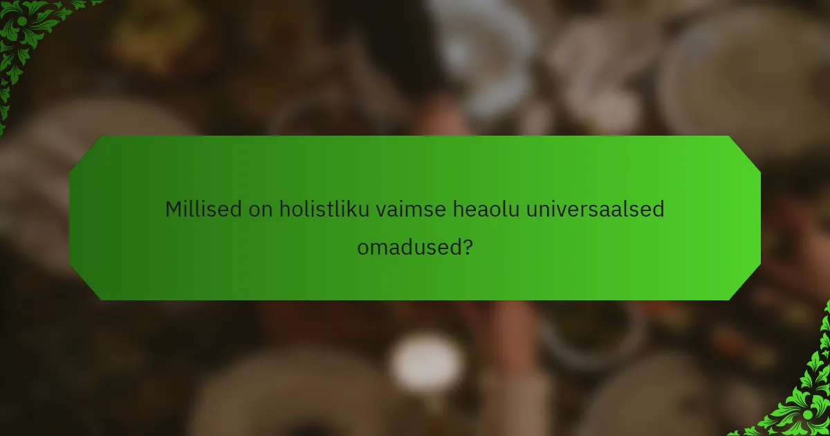 Millised on holistliku vaimse heaolu universaalsed omadused?