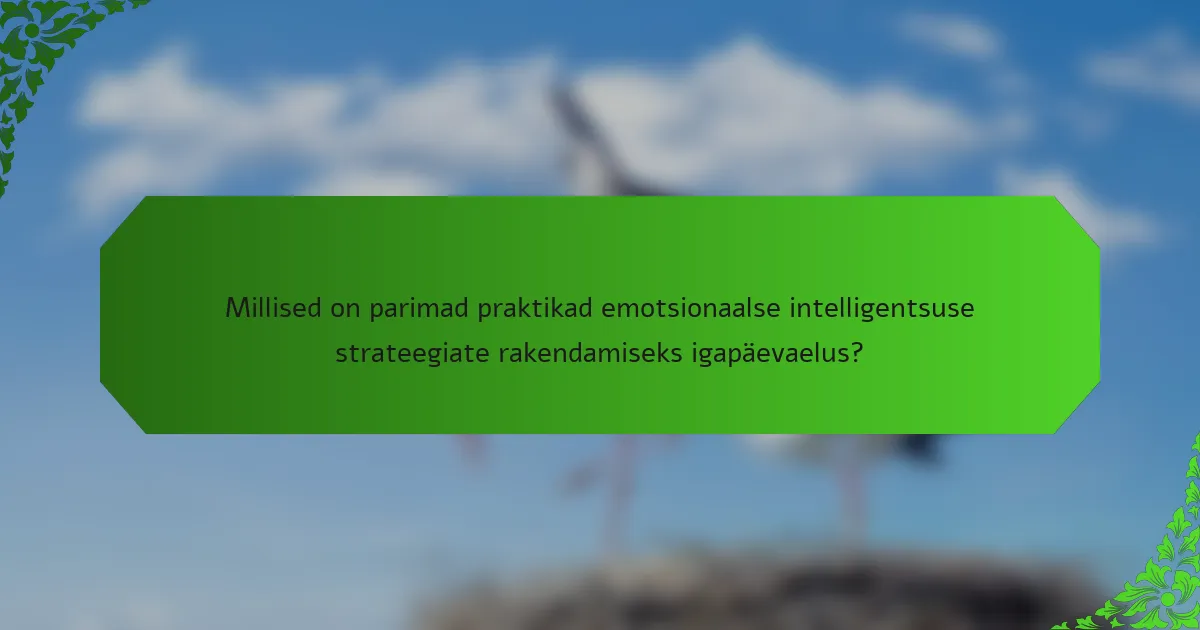 Millised on parimad praktikad emotsionaalse intelligentsuse strateegiate rakendamiseks igapäevaelus?