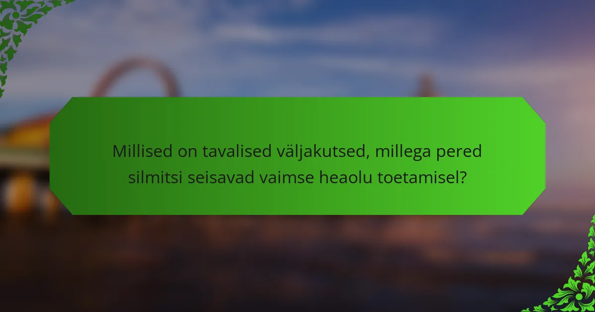 Millised on tavalised väljakutsed, millega pered silmitsi seisavad vaimse heaolu toetamisel?