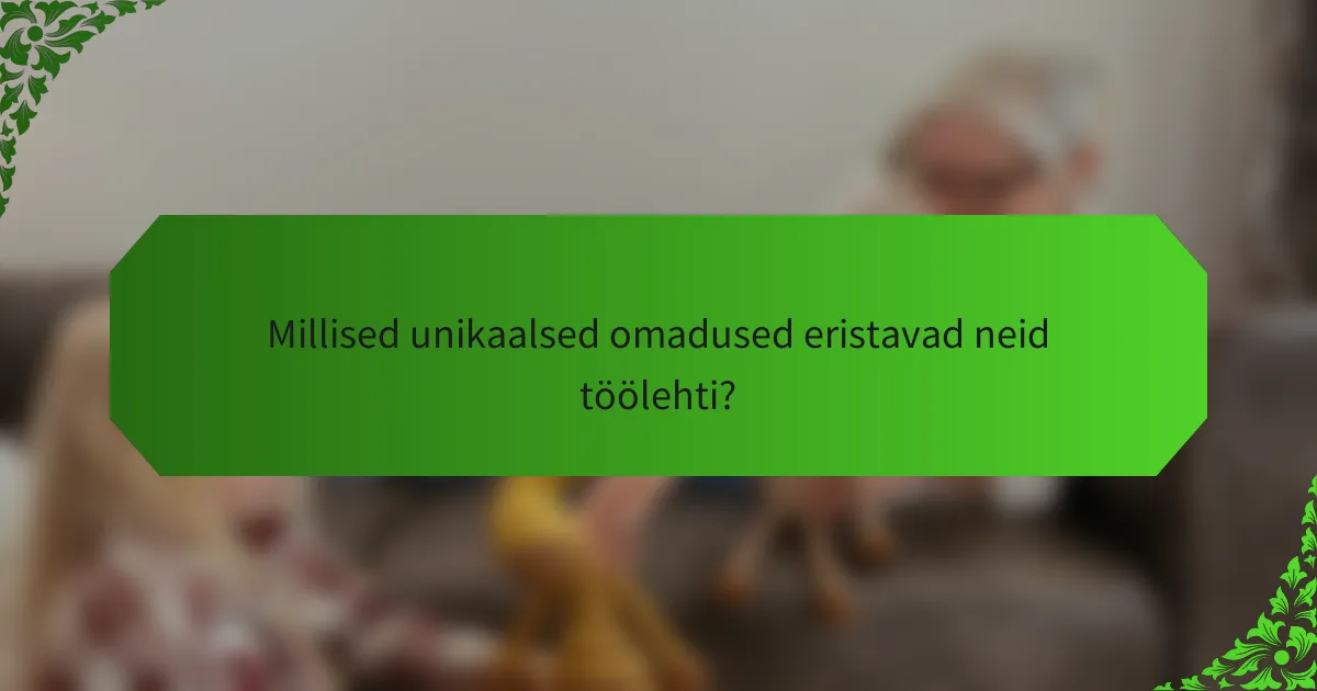 Millised unikaalsed omadused eristavad neid töölehti?